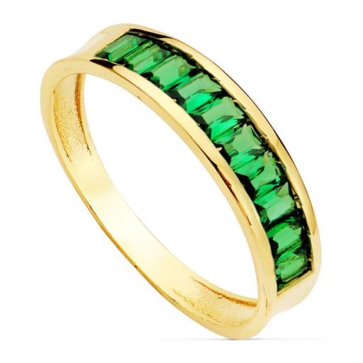 Anillo de Oro Amarillo 18k con Circonitas Verdes – Joyería Fina para Mujer [0]