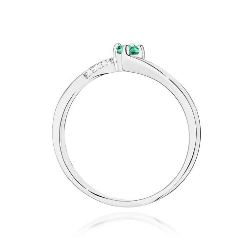 Anillo Brisa de Oro Blanco 14K con Esmeralda y Diamantes [2]