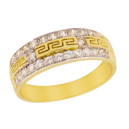  Sortija de oro amarillo 18k con circonitas blancas 992