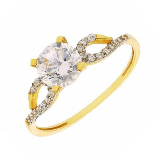 Anillo de compromiso oro amarillo 18k con circonitas 