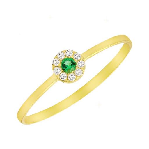 Anillo de oro 18k con piedra crisopal verde