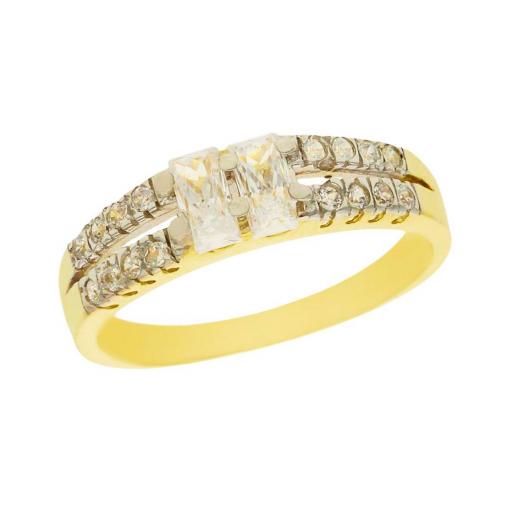 Sortija de oro amarillo 18k con circonitas blancas 494