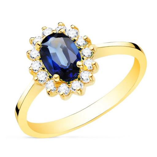 Anillo en Oro Amarillo 18K con Zafiro y Diamantes – Un Encanto de Elegancia