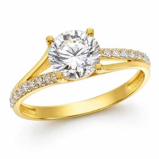  Anillo solitario de oro 18k con circonitas 
