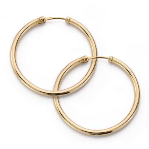 Aros de Oro Amarillo 9K Tubo Hueco 28x2 mm – Pendientes Clásicos para mujer