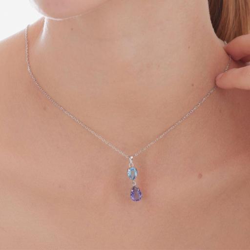 COLLAR CORTO GLORY DE CRISTAL MORADO EN PLATA DE LEY BAÑADA EN RODIO · VICTORIA CRUZ [1]