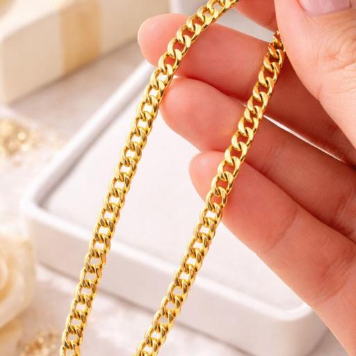 Cadena Barbada Oro 18K – Estilo, Fuerza y Elegancia Masculina [2]