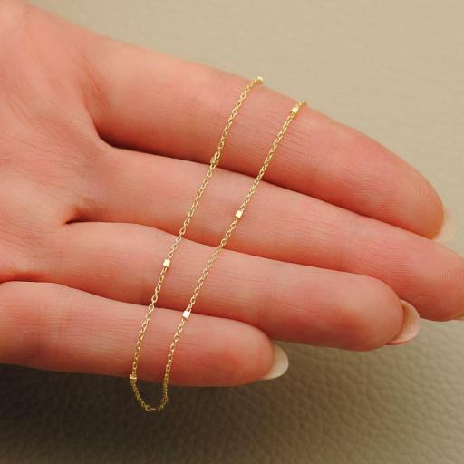 Cadena Maciza 18K Oro Amarillo – Estilo Forzado con Detalles en Cubos [2]