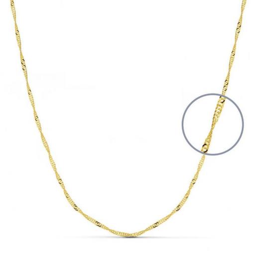 Cadena Singapur Maciza en Oro Amarillo 18K – Movimiento Brillante con Más Presencia