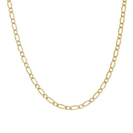 Cadena oro 18k 1x1 hueca brillante para mujer de 60 cm