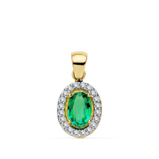 Colgante Bicolor 18K con Esmeralda y Circonita – Elegancia con contraste