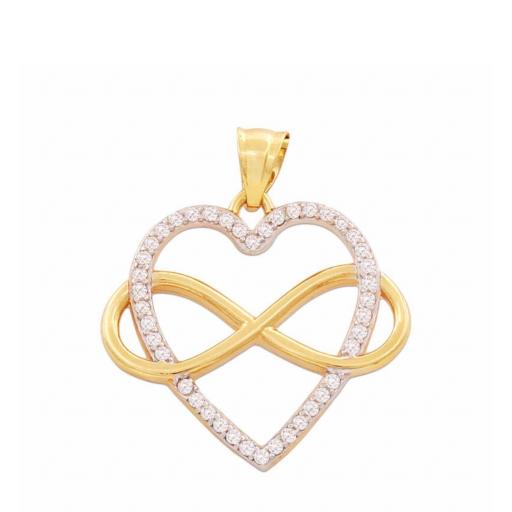 Colgante Corazón & Infinito Bicolor en Oro 18K – Un Amor que Brilla para Siempre