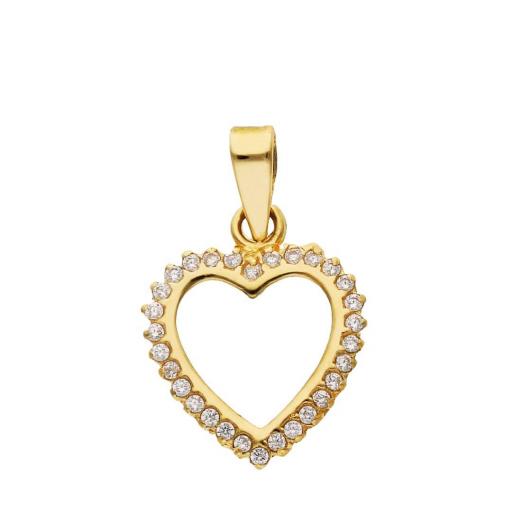 Colgante Corazón en Oro 18K con Circonitas Blancas en Borde Interior – Elegancia y Brillo