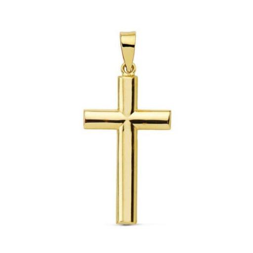 Colgante Cruz Oro Amarillo 9K Liso – Elegante y Atemporal [0]