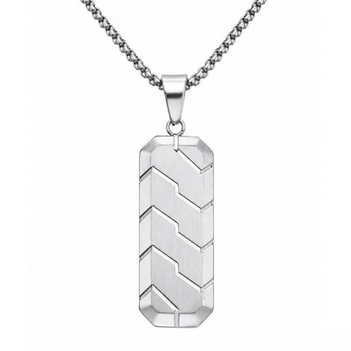 Collar Hombre Acero Plateado Geométrico Moderno [0]