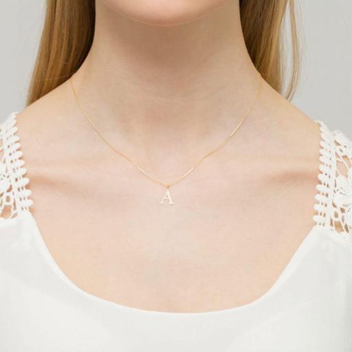 Colgante Inicial A Oro Amarillo 14K con Diamante [1]