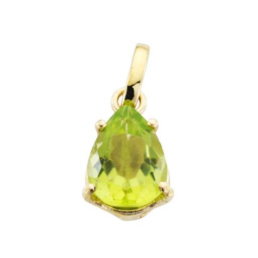Colgante Lágrima Oro Amarillo 9K con Olivina Natural 1,19 ct – 8x6 mm Mujer [0]
