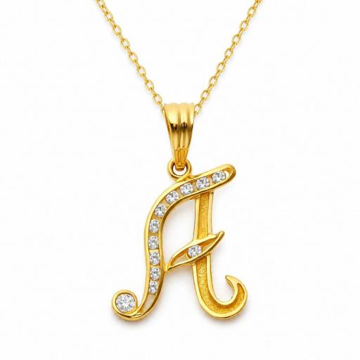Colgante Letra Inicial en Oro 18K con Circonitas – Personalizado, Brillante y Elegante [0]