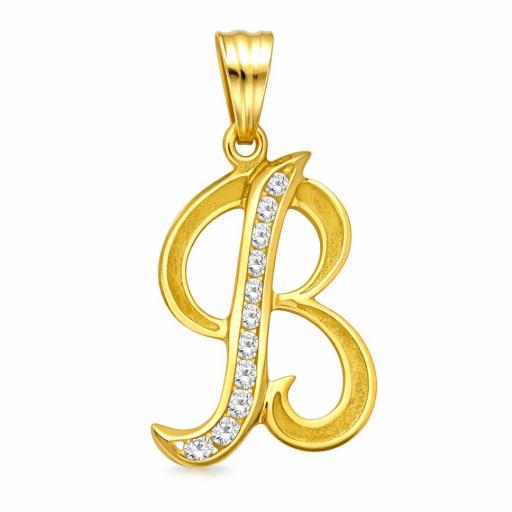 Colgante Letra Inicial en Oro 18K con Circonitas – Personalizado, Brillante y Elegante [1]