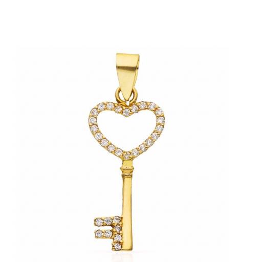  Colgante Llave de Oro 18K – La Clave de tu Corazón Brilla con Elegancia