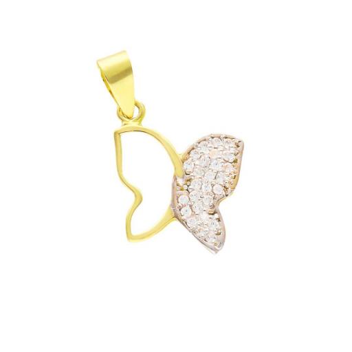 Colgante Mariposa Oro 18K Bicolor con Circonitas [0]