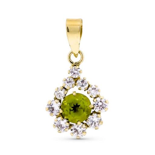 Colgante Oro Amarillo 9K con Olivina Natural 0,57 ct – 11 mm Elegante y Fino