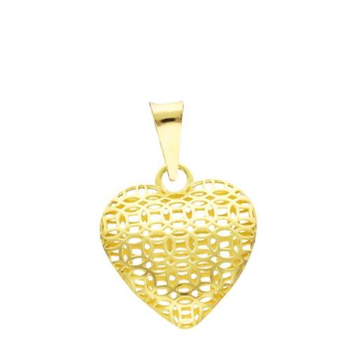 Colgante de Oro 18K Corazón Calado – Elegancia y Delicadeza