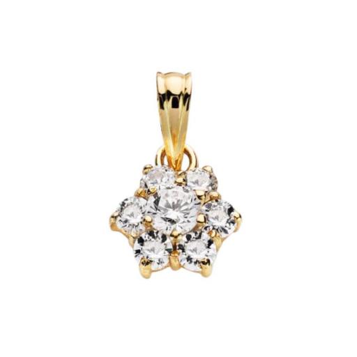 Colgante de Oro Amarillo 18K con Circonitas – Elegante y Fino 10x9 mm [0]