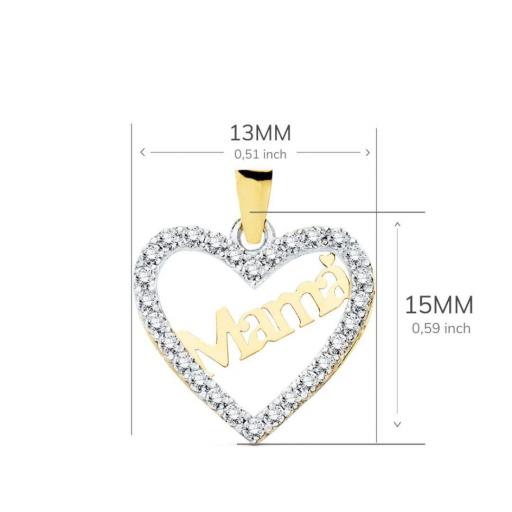 Colgante de Oro Bicolor 18K – Corazón con “Mamá” Un Regalo Lleno de Amor [1]