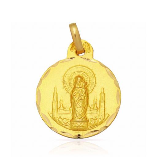  Colgante medalla de oro 18k Virgen del Pilar 19 mm