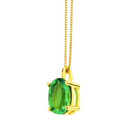 Colgante de Oro Amarillo 18K con Esmeralda Recristalizada – Brilla con el verde de la elegancia natural