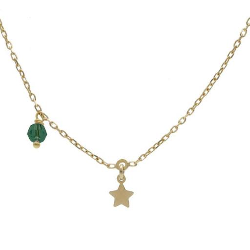 Collar Alice Star Green Drop en Plata bañada en Oro 18K – Victoria Cruz [0]