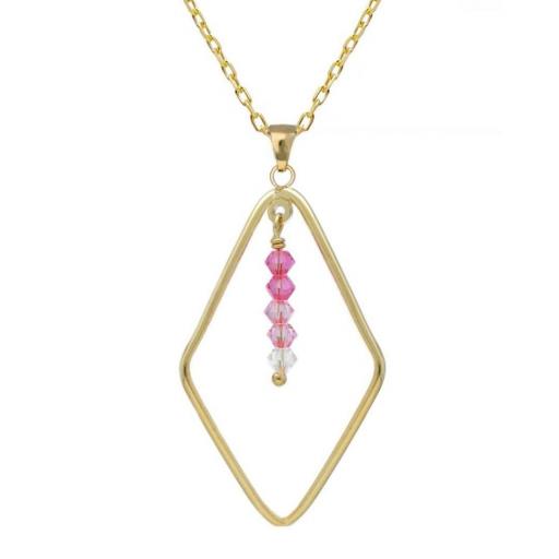 Collar Anya Rombo con Cristales Fucsia en Plata de Ley bañada en Oro 18kt – V Cruz [0]