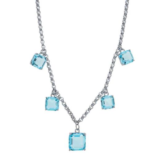 Collar Celeste by Avanty – Acero con 5 Piedras Cuadradas [0]