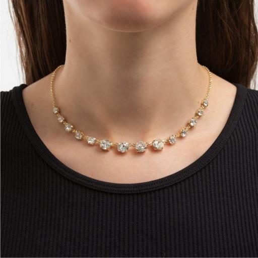 Collar Celine Brillance en Plata bañada en Oro 18K con Cristal Blanco – Victoria Cruz [1]