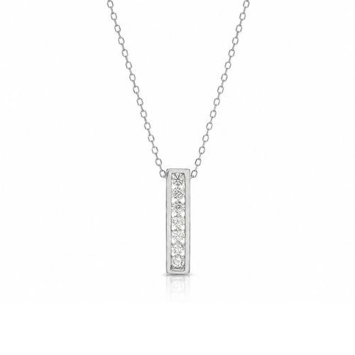 Collar Clásico en Plata de Ley con Barra de Circonitas Blancas – Elegancia Atemporal para Siempre