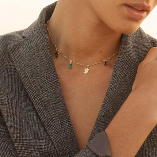 Collar Cocolada Tortuga Cristal Esmeralda en Plata bañada en Oro 18K – Victoria Cruz [1]