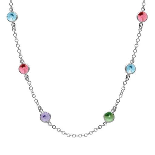 Collar Corto Multicolor 7 mm en Plata de Ley – V Cruz