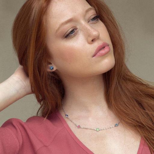 Collar Corto Multicolor 7 mm en Plata de Ley – V Cruz [1]