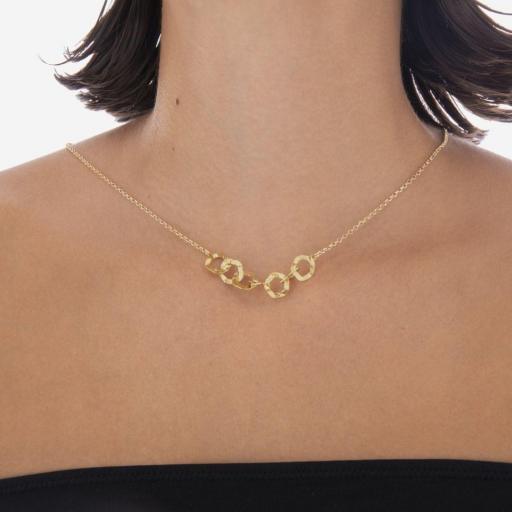 Collar Essence Circle Chain en Plata de Ley bañada en Oro 18K – Elegancia Texturizada [1]