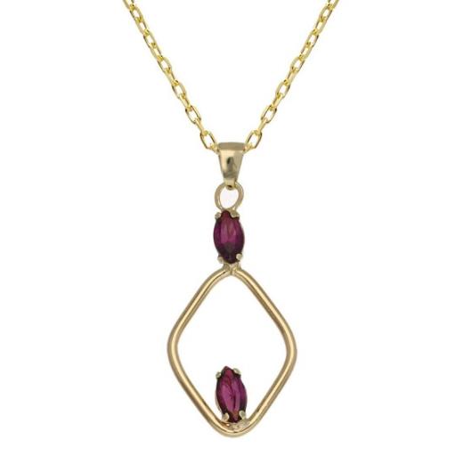 Collar Etnia Rombo Purple en Plata bañada en Oro 18K – Victoria Cruz [0]