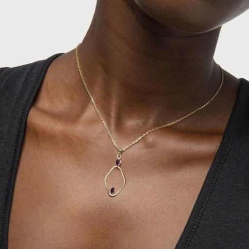 Collar Etnia Rombo Purple en Plata bañada en Oro 18K – Victoria Cruz [1]