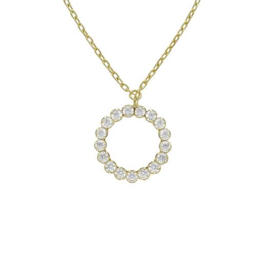 Collar Halo Rivière Circle en Plata bañada en Oro 18K – Victoria Cruz [0]