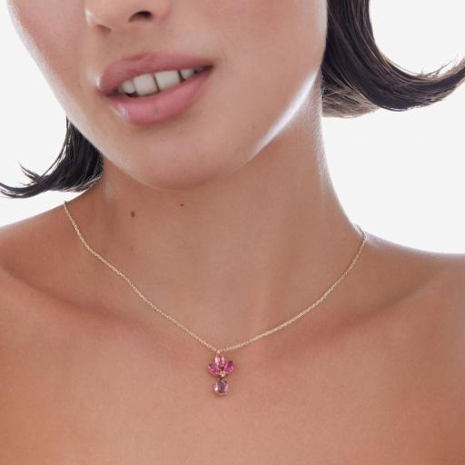 Collar Harmony Flor en Plata bañada en Oro 18K – Elegancia Floral Multicolor [1]