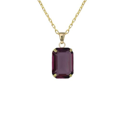Collar Helena Rectángulo Amethyst en Plata bañada en Oro 18K – Victoria Cruz