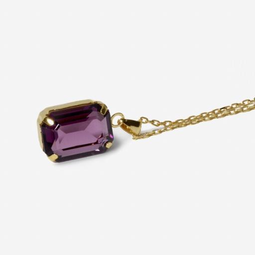 Collar Helena Rectángulo Amethyst en Plata bañada en Oro 18K – Victoria Cruz [2]