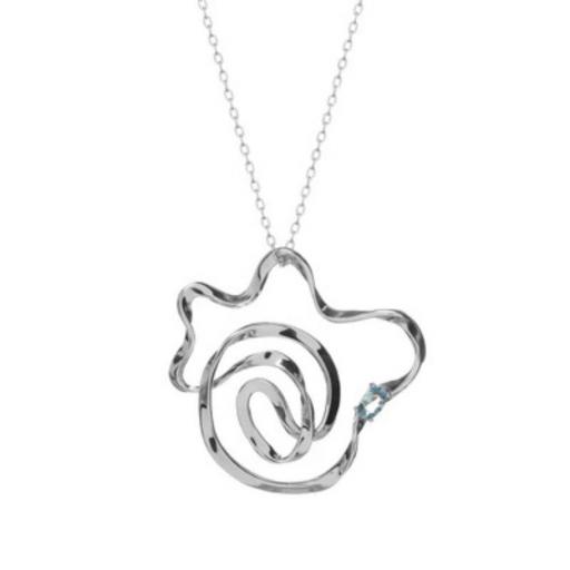 Collar Irregular de Plata con Piedra Azul Aguamarina – Diseño Artístico y Elegante para Mujer [0]