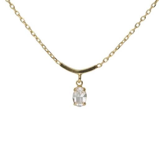 Collar Lieve oval con cristal blanco en Plata 925 baño Oro 18kt – Victoria Cruz