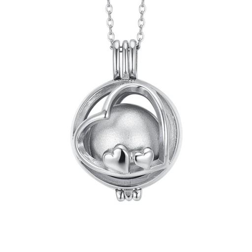 Collar Llamador de Ángeles Corazón Doble – Acero PVD