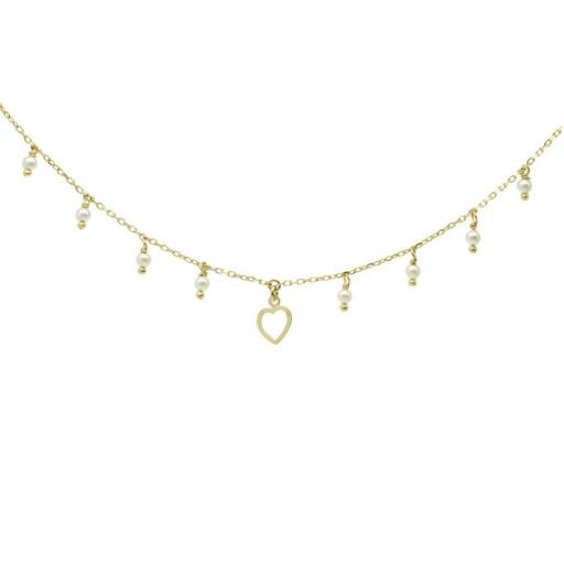 Collar Me Enamora Heart & Pearls en Plata bañada en Oro 18K – Victoria Cruz [0]